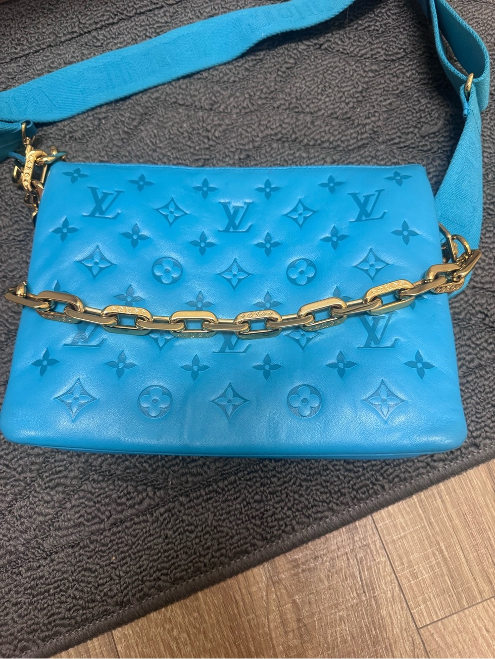 Louis Vuitton Turquoise Coussin Embossed Monogram Shoulder Bag - Picture 3 of 14